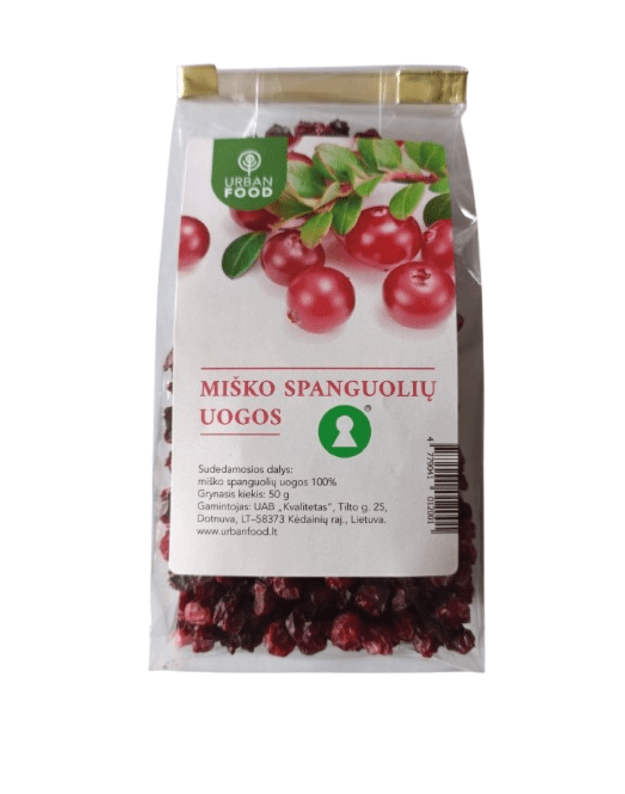 Džiovintos miško spanguolių uogos, 50 g