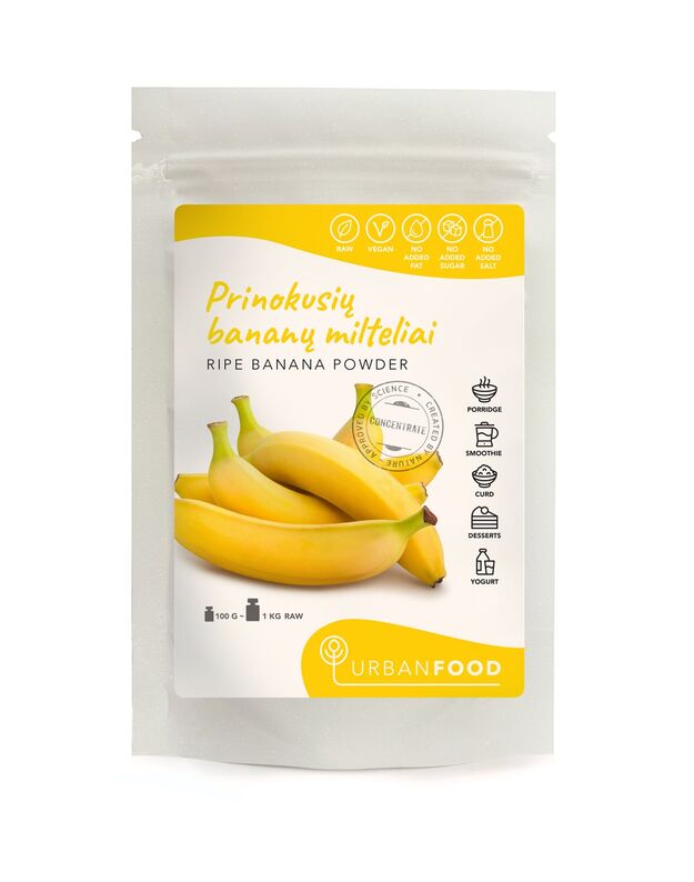 Bananų (PRINOKUSIŲ) milteliai, 200 g